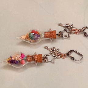 One of a kind Victorian style vintage style bottle flower earrings with Swarovski crystals handmade