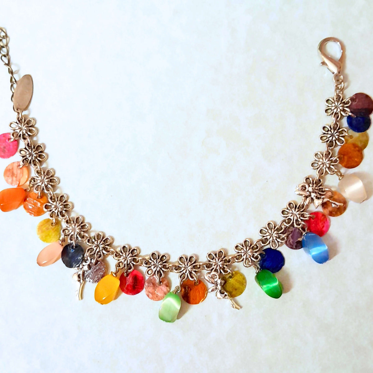 Colorful Shell Anklet with Fairies