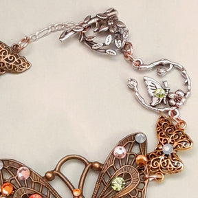 One of a kind Victorian style vintage style butterfly bracelet with rainbow Swarovski crystals handmade in Long Island NY