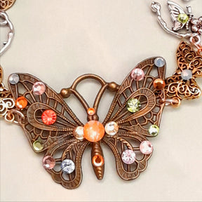 Magical fantasy Victorian style vintage style butterfly bracelet with rainbow Swarovski crystals