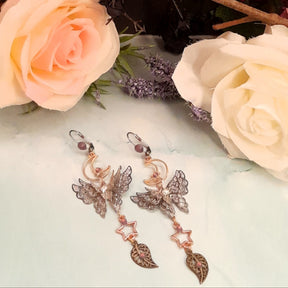 Butterfly celestial dangle earrings magical Victorian style vintage style handmade with Swarovski crystals