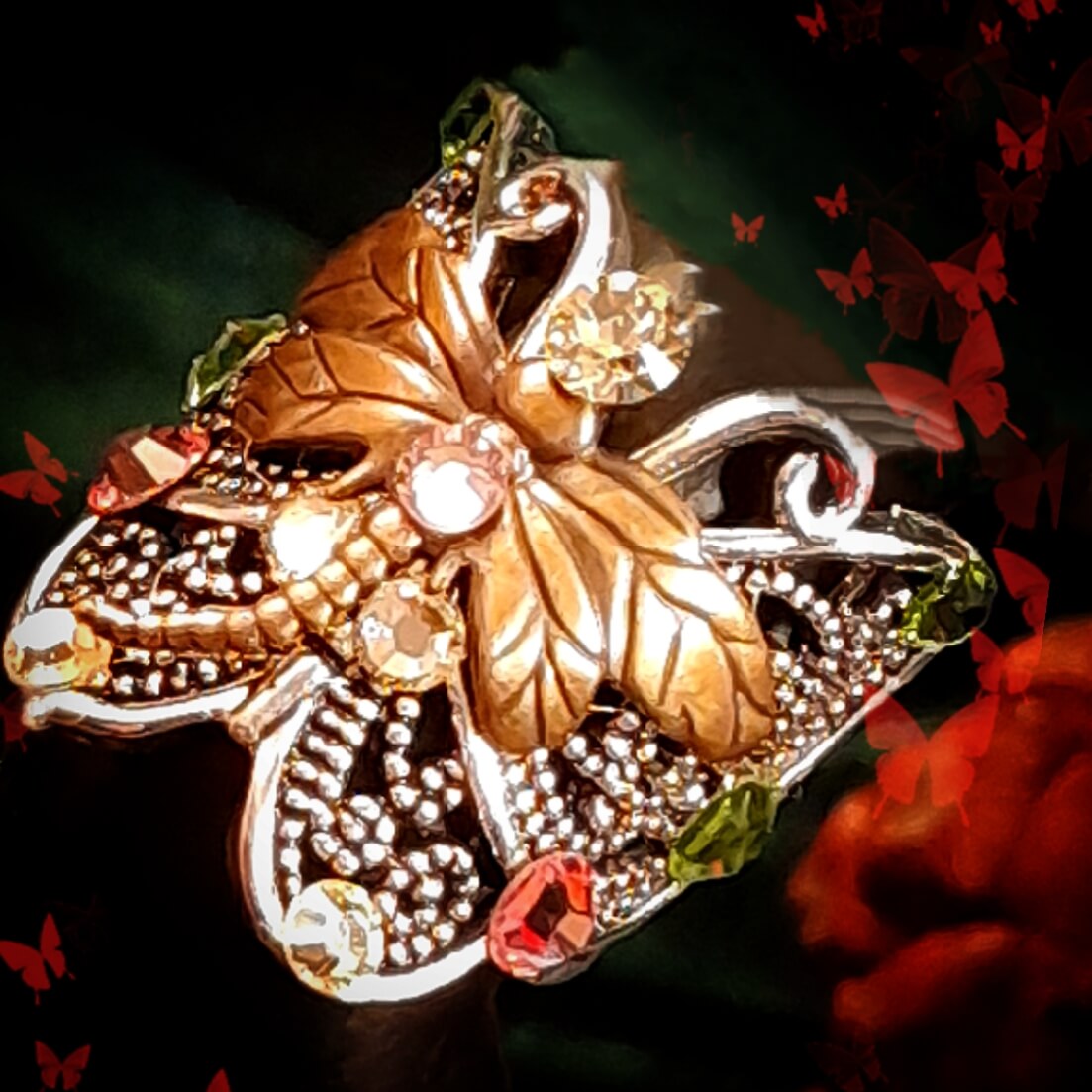 Butterfly Dragonfly Nature Ring Size 5.5