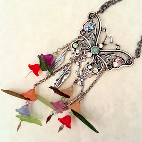 Butterfly Rainbow Flower Necklace