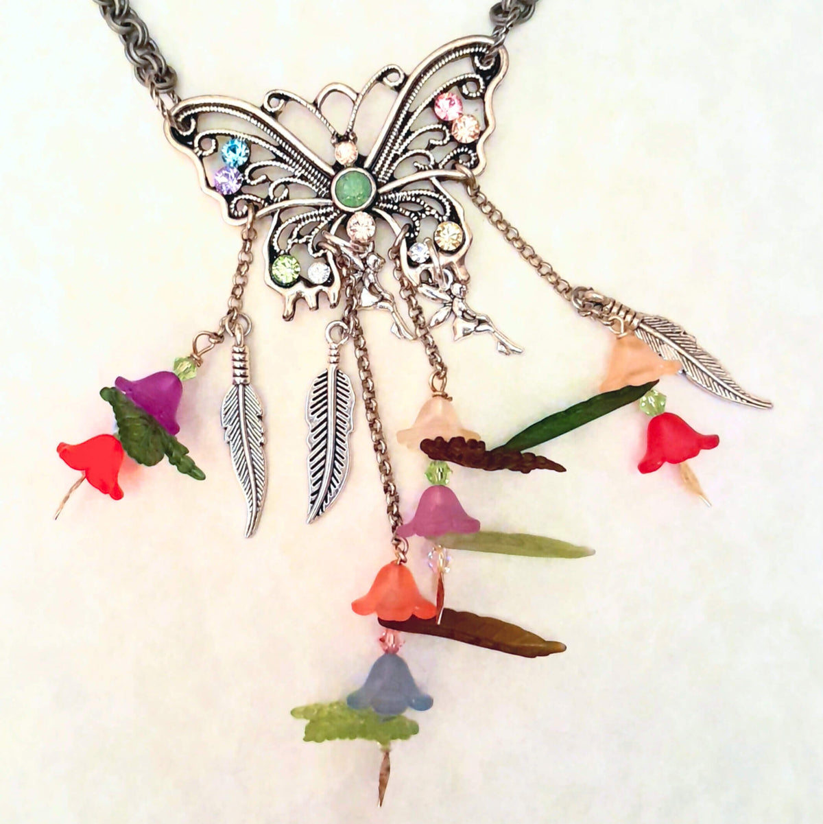 Butterfly Rainbow Flower Necklace