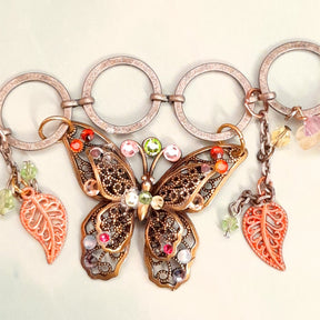 Magical fantasy colorful butterfly necklace handmade with Swarovski crystals in rainbow colors, Victorian style vintage style filigree charm