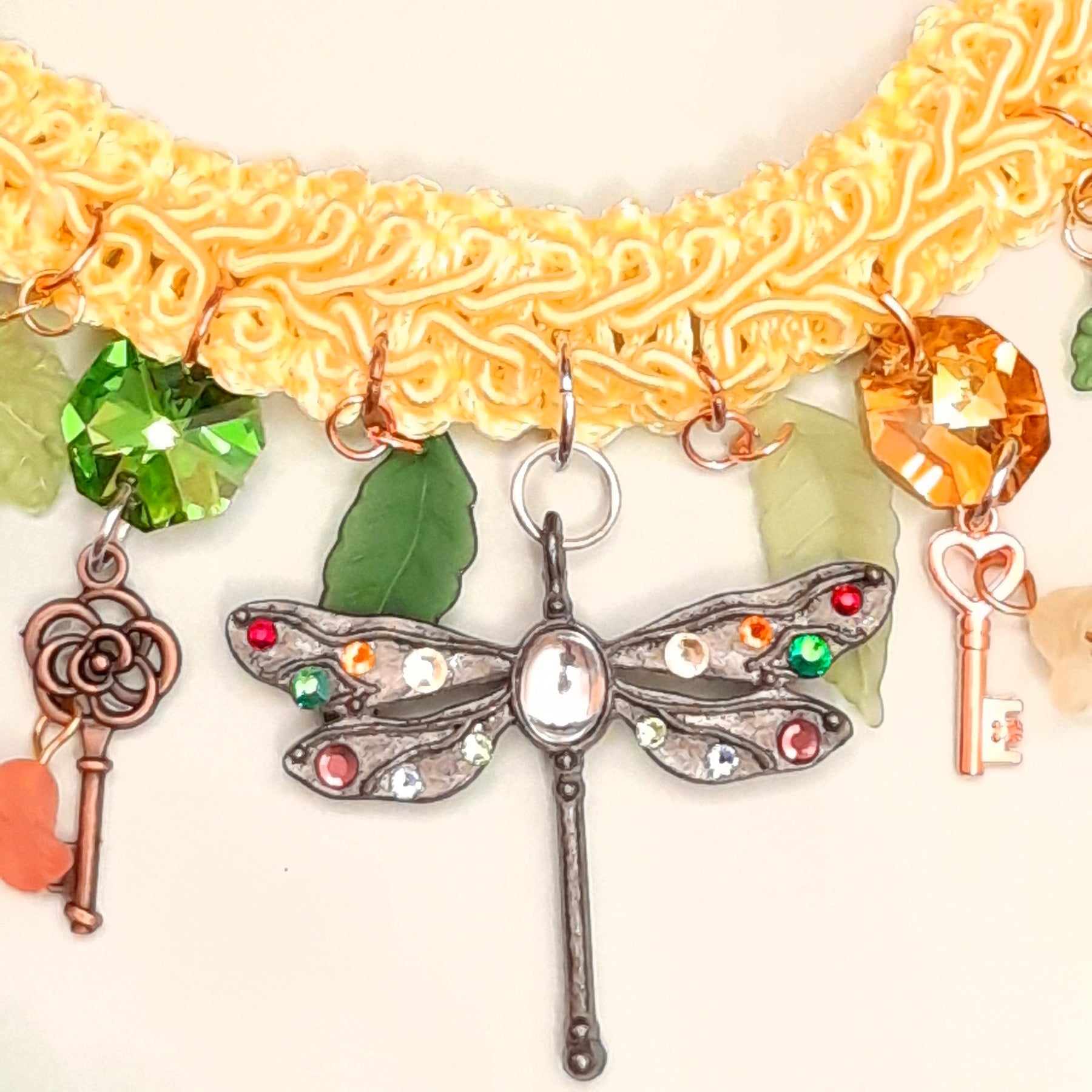 Magical fantasy dragonfly choker necklace with rainbow Swarovski crystals handmade Victorian style vintage style