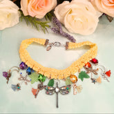 Handmade magical fantasy dragonfly floral yellow choker necklace Victorian style vintage style
