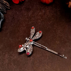 dragonfly hair clip with fairy and crystals
