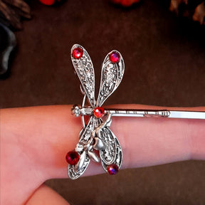 dragonfly hair clip with fairy and crystals