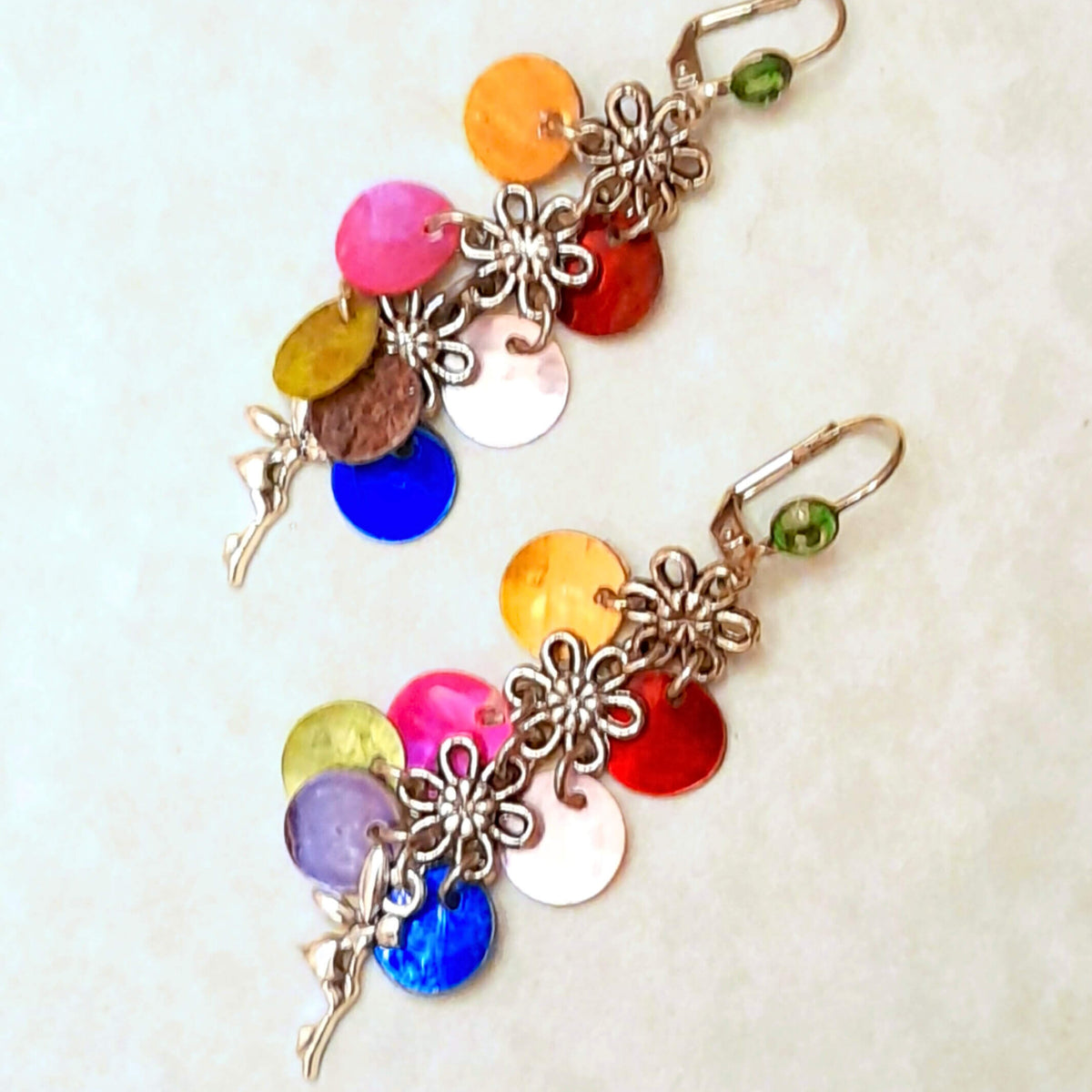 Rainbow Mother of Pearl Shell Earrings