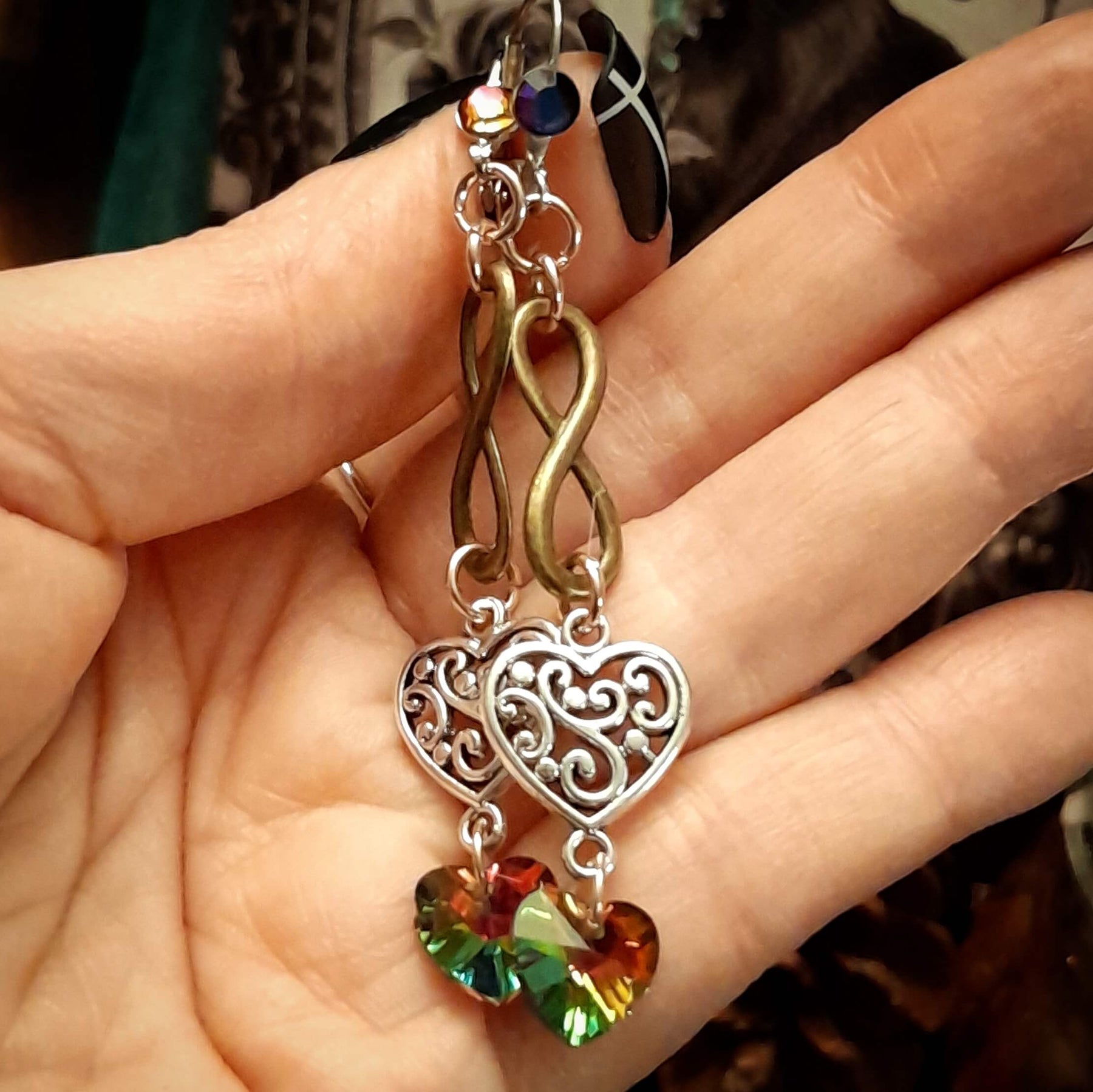 Earrings Eternity Crystal Hearts