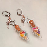 Handmade Victorian style vintage style flowers in bottle dangle earrings with Swarovski crystals

