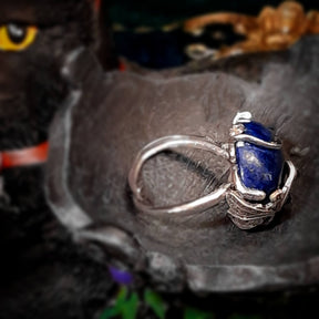 Adjustable Lapis Lazuli Dragonfly Ring