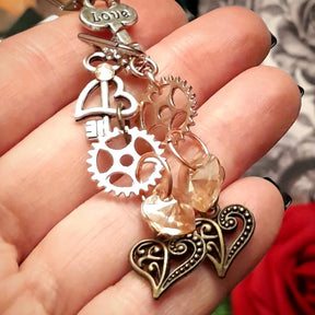Asymmetrical Key Heart Earrings