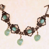 Heart Bracelet Green Crystals |Victorian Style