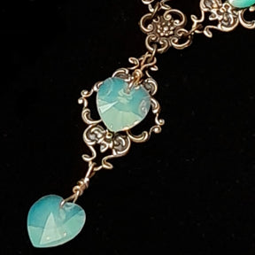 Victorian Style Mint Green Heart Necklace