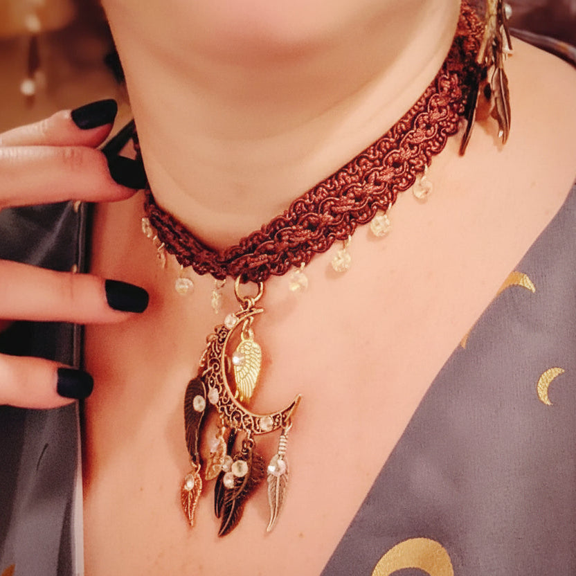 Victorian Style Choker Moon Necklace