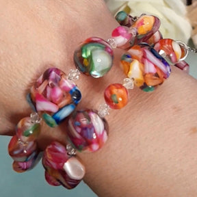 Fairy rainbow stretch bracelet with Swarovski crystals, Victorian style vintage style handmade fantasy jewelry