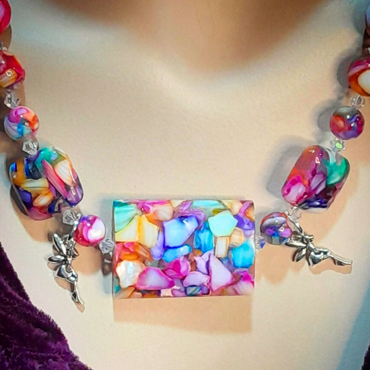 Rainbow Beads Multicolor Fairy Necklace