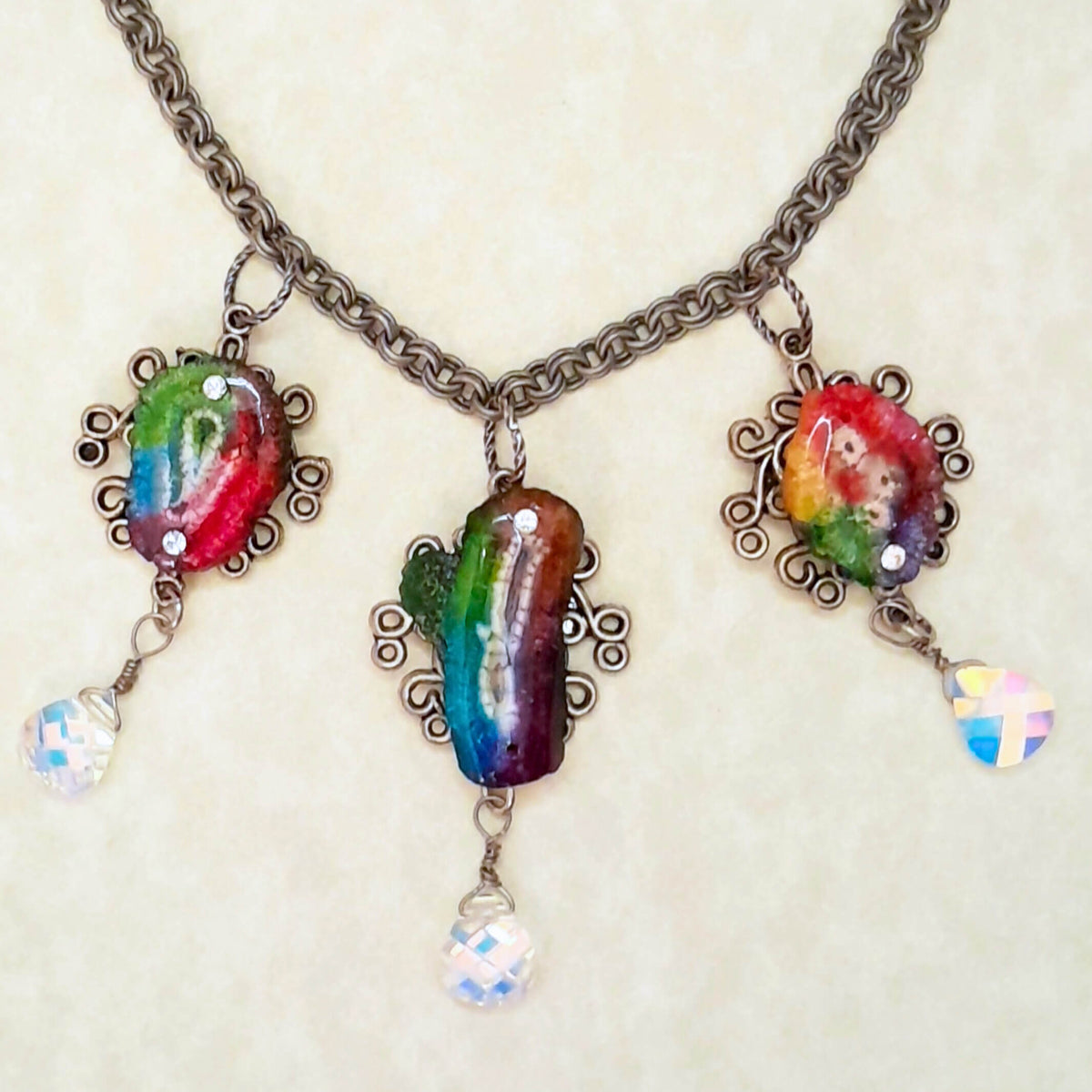 Rainbow Stone Crystal AB Necklace