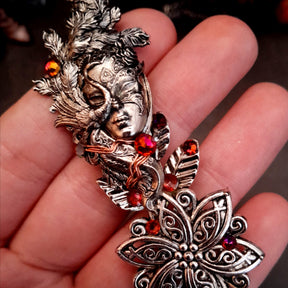 Peacock Pendant Snake Necklace Fantasy Mask