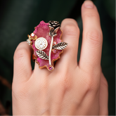 Pink Geode Ring - Vertical Alignment