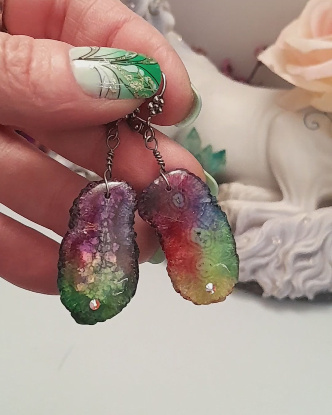 Rainbow Stone Dangle Fairy Earrings