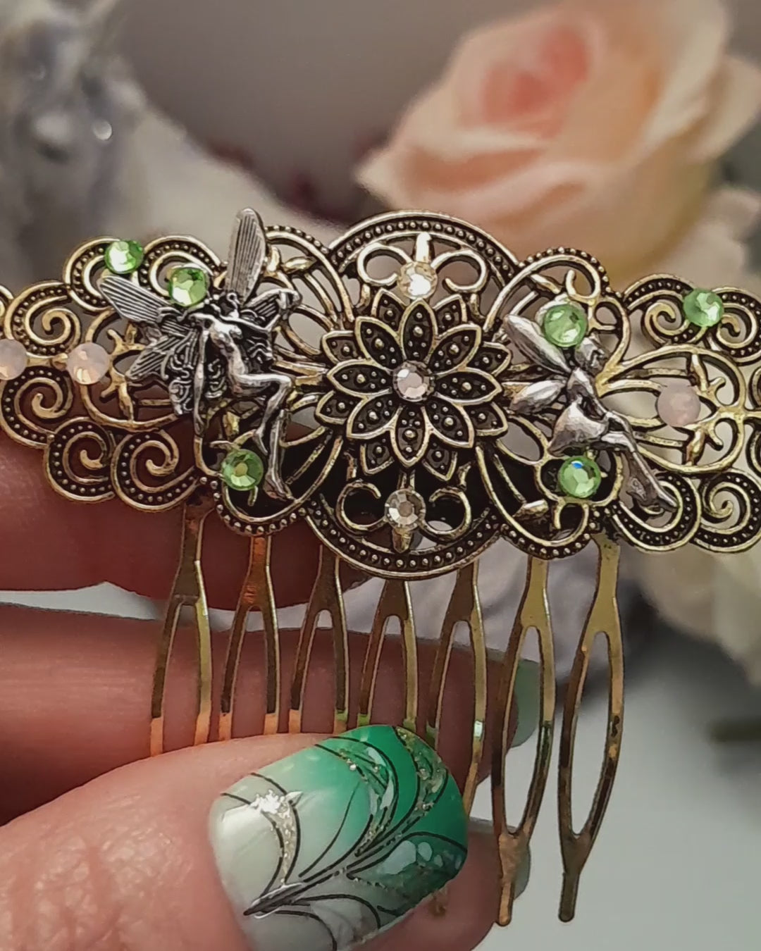 Fantasy Fairy Floral Crystal Hair Comb