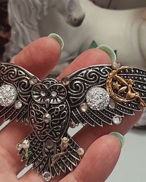 Silver Owl Druzy Gemstones Hairclip
