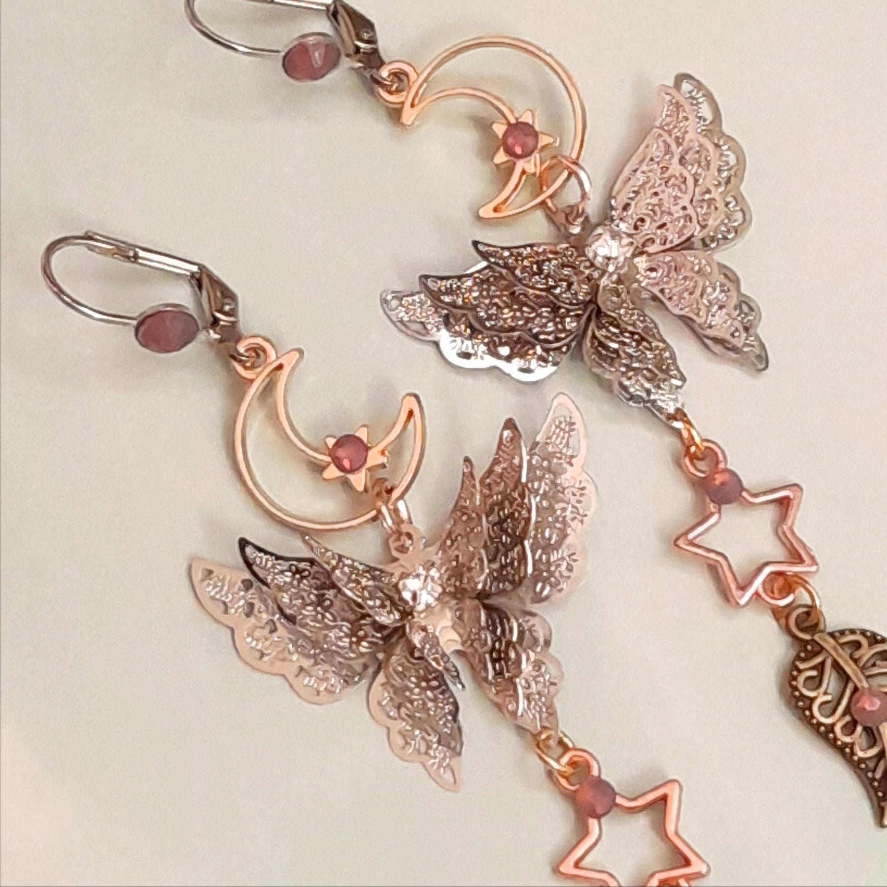 Handmade purple butterfly fantasy earrings Victorian style vintage style with Swarovski crystals
