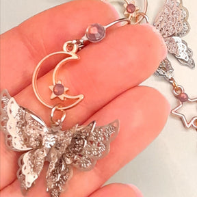 Purple Swarovski crystal butterfly earrings magical Victorian style vintage style handmade fantasy jewelry