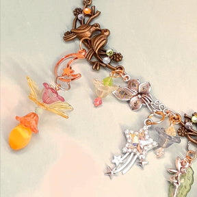 One-of-a-kind magical fantasy bird necklace with rainbow Swarovski crystals, handmade boho Victorian style vintage style necklace