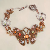 Handmade Victorian style vintage style rainbow multicolor butterfly bracelet with Swarovski crystals

