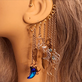 Ear Wraps Cuffs Blue Crystals Celestial Non Pierced Earrings