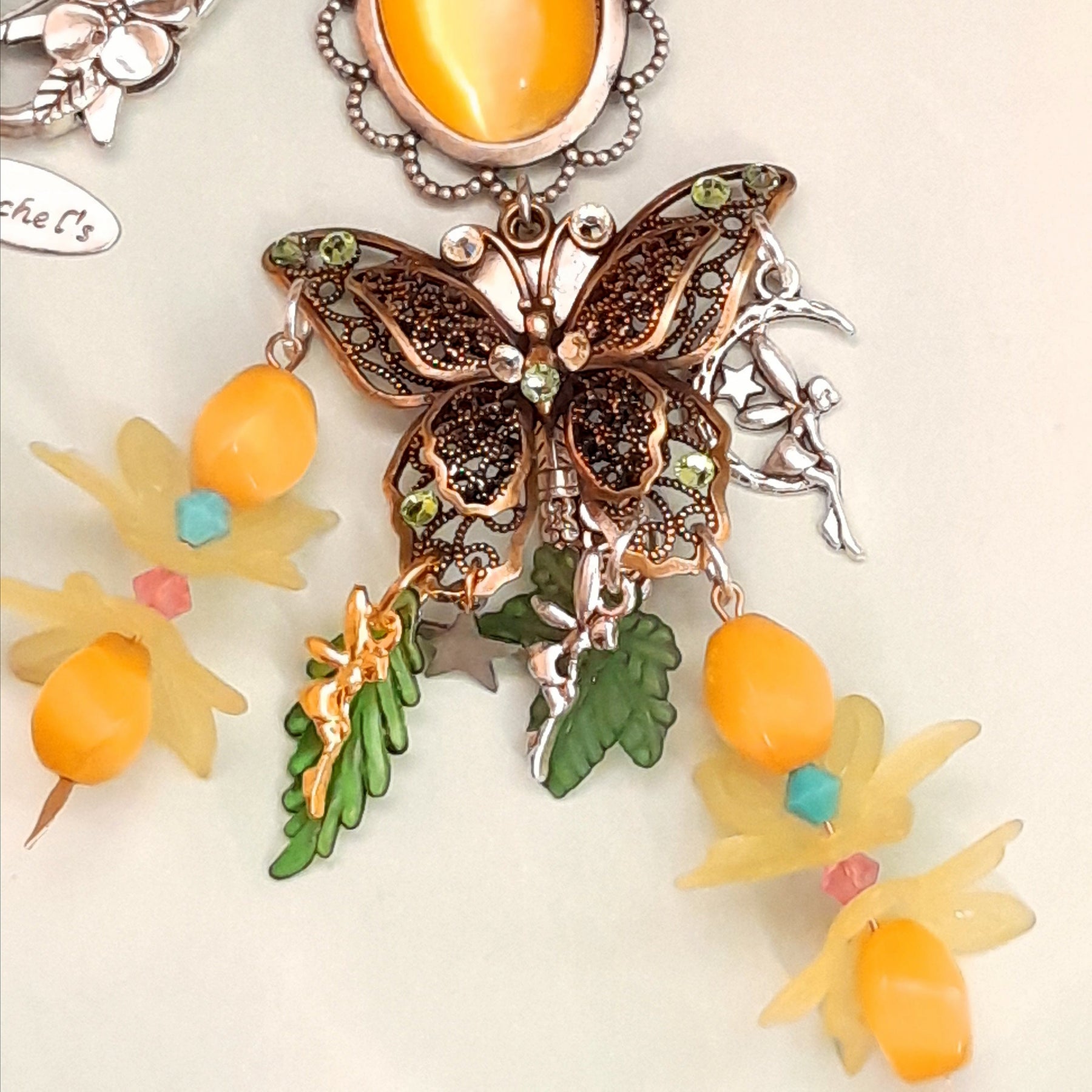Necklace Butterfly Fairy Yellow Crystals