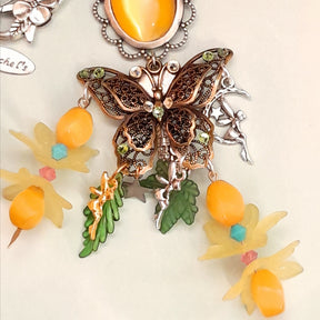 Necklace Butterfly Fairy Yellow Crystals