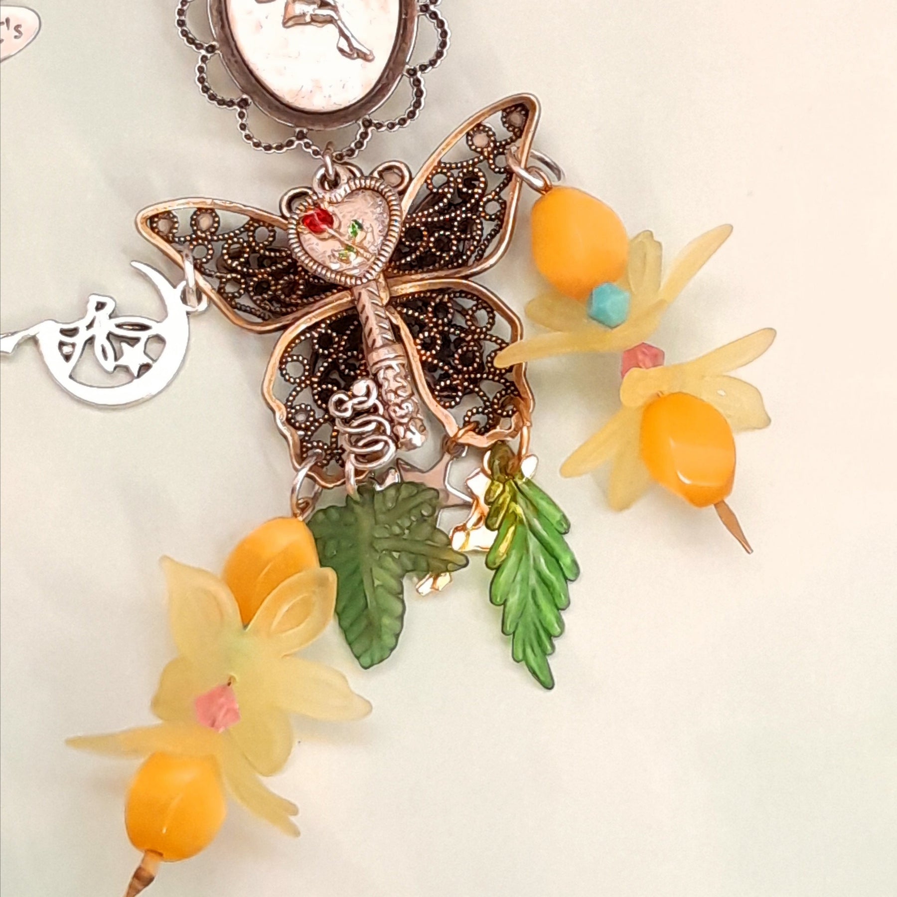 Necklace Butterfly Fairy Yellow Crystals