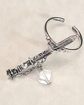Adjustable Fantasy Sword Ring AB Crystals