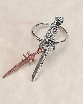 Adjustable Fantasy Double Sword Ring