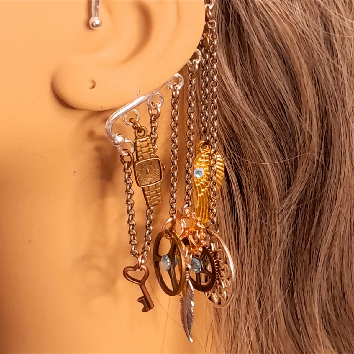 Ear Wraps Cuffs Blue Crystals Non Pierced Earrings