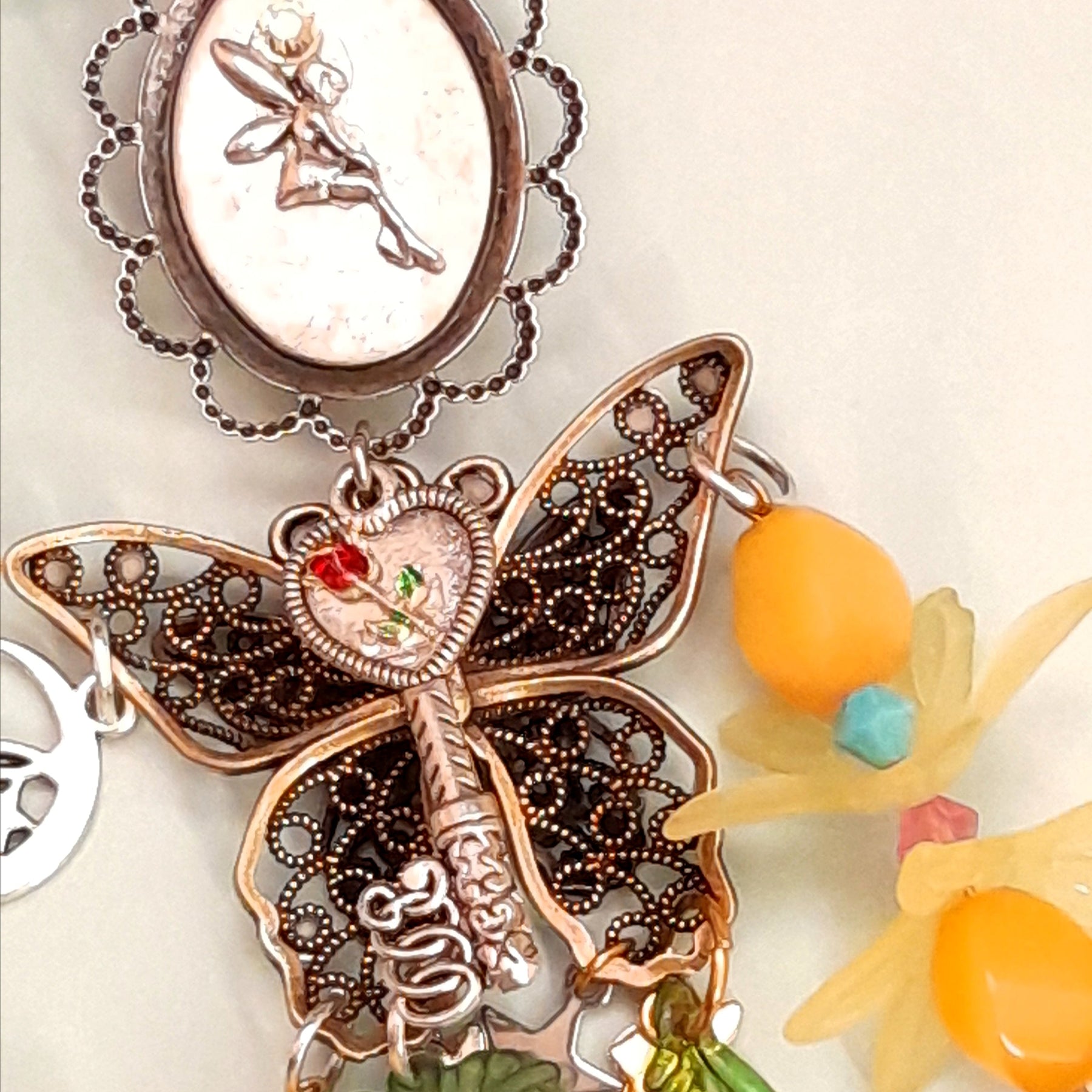 Necklace Butterfly Fairy Yellow Crystals