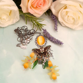 Necklace Butterfly Fairy Yellow Crystals