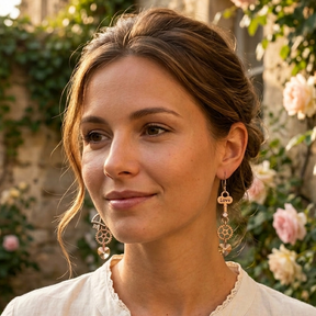 swarovski crystal romantic heart earrings key with love inscribed gears arrows