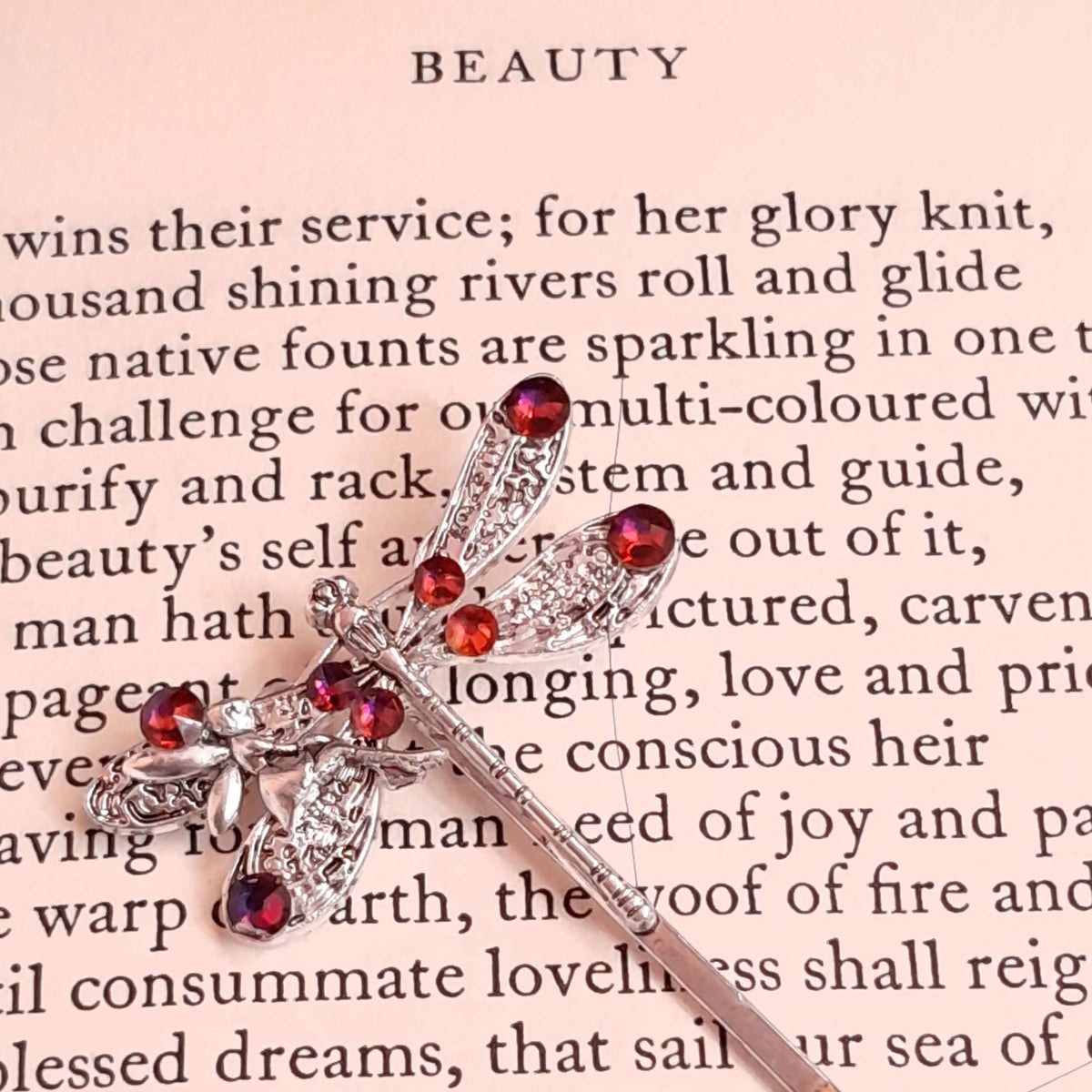 volcano swarovski crystals dragonfly hair pin with magical fairy