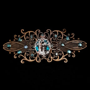 Designer Hairclip Victorian Style - Cats & Tree