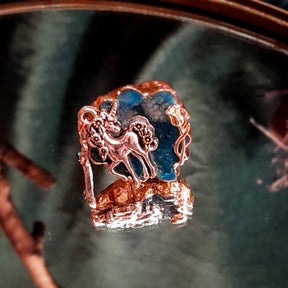 Adjustable Ring Turquoise Geode Unicorn