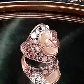 White Cat's Eye Hummingbird Ring - Size 6