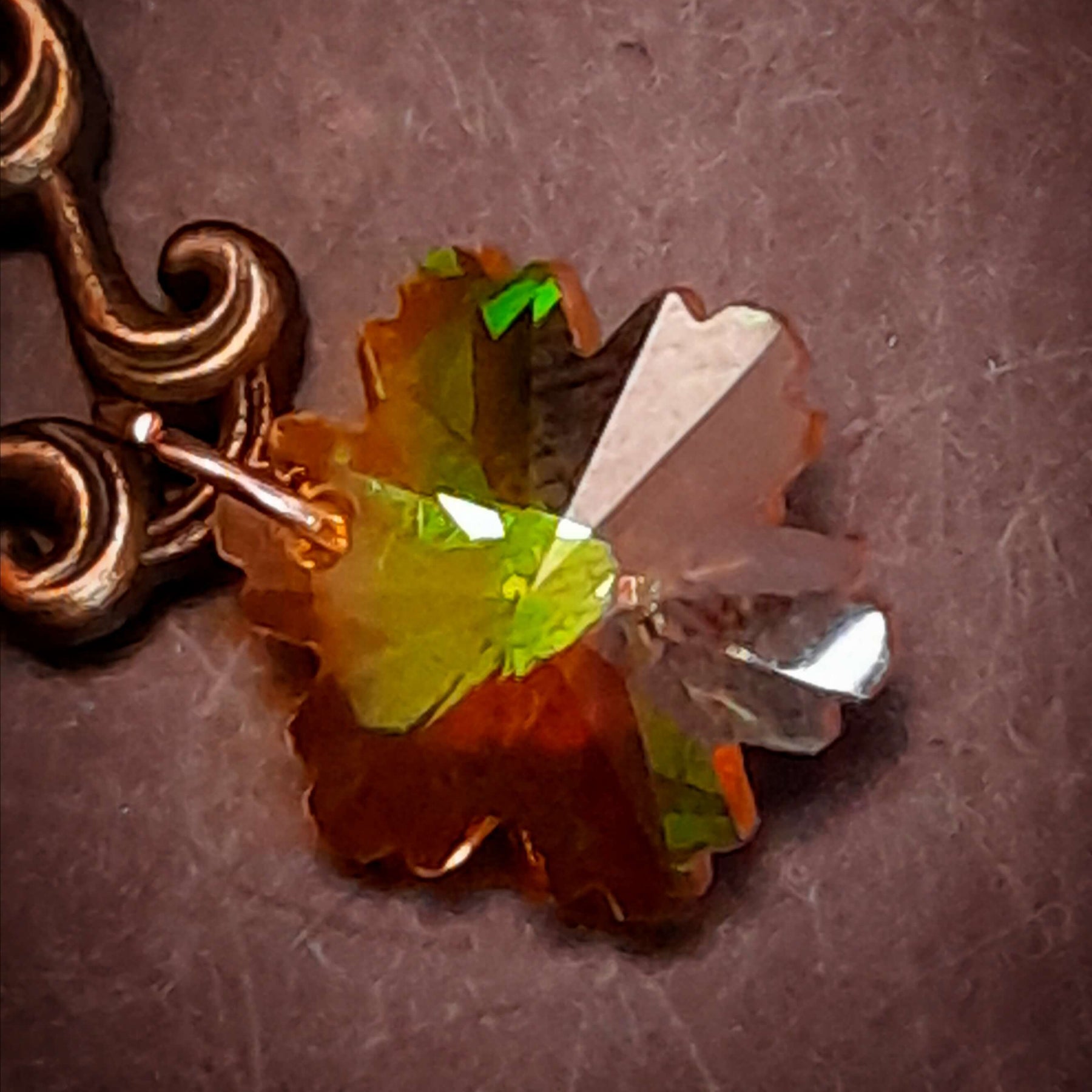 victorian vintage style dangle drop earrings with owl cabochons and yellow flower crystals