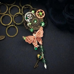 steampunk green necklace