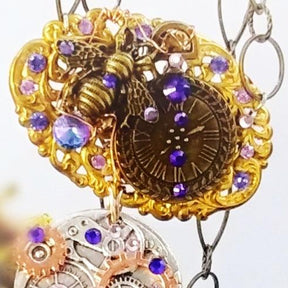 purple bee steampunk necklace